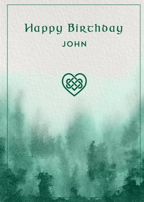 Pigment Green Watercolour Celtic Happy Birthday Birthday Card
