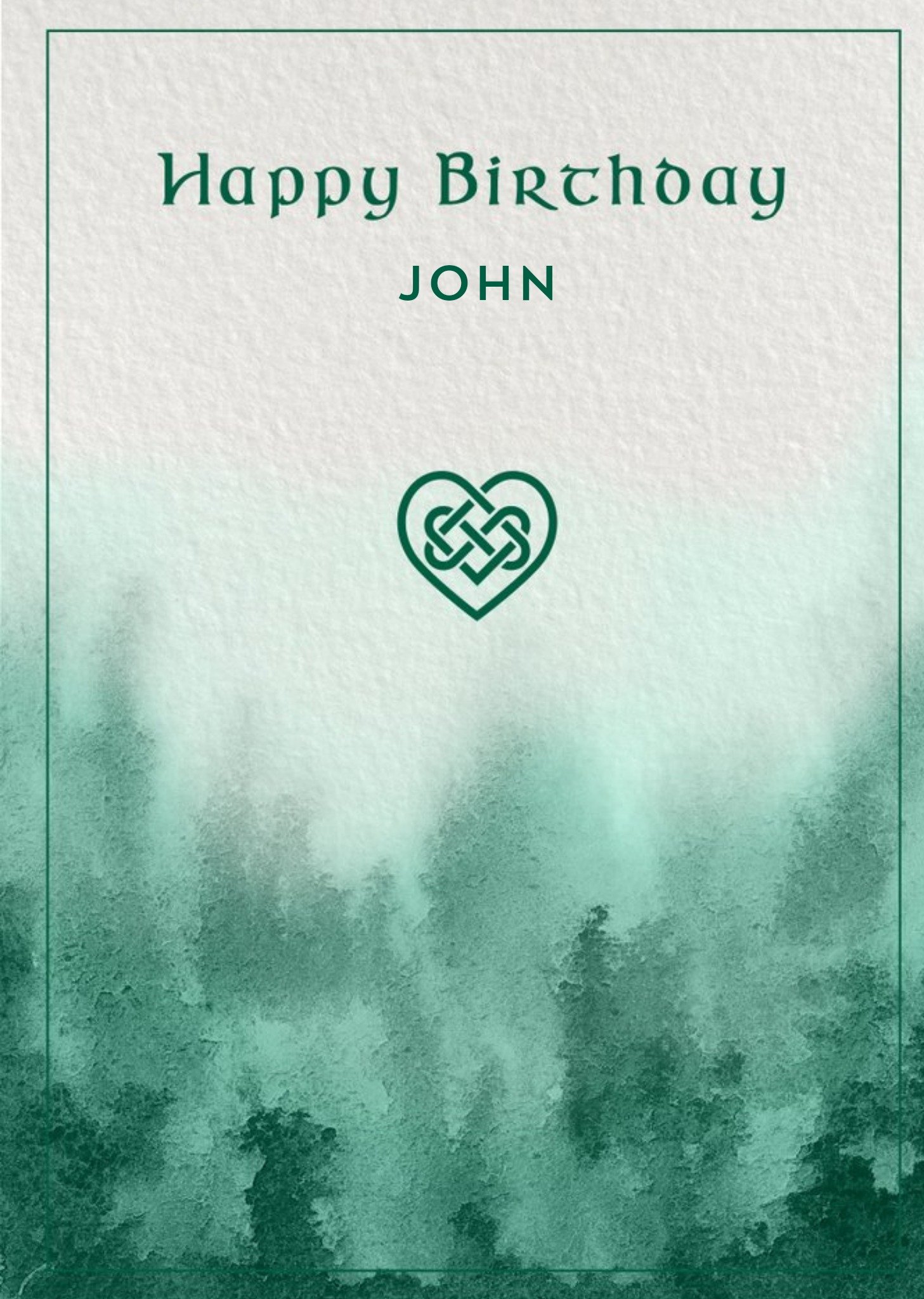 Moonpig Pigment Green Watercolour Celtic Happy Birthday Birthday Card, Large