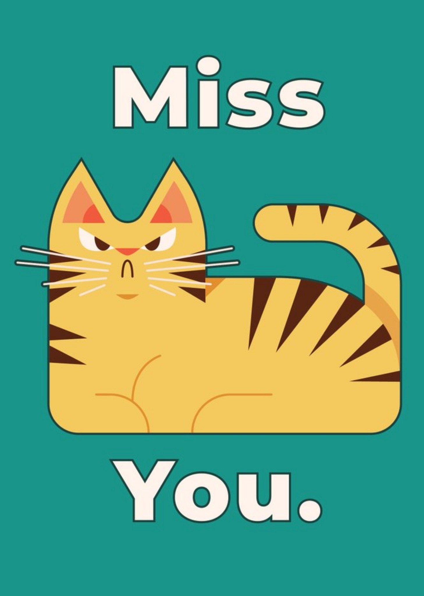 Moonpig Stripy Cat Miss You Card, Large