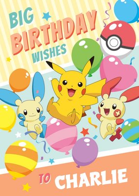 Pokemon Pikachu Minun And Plusle Birthday Card