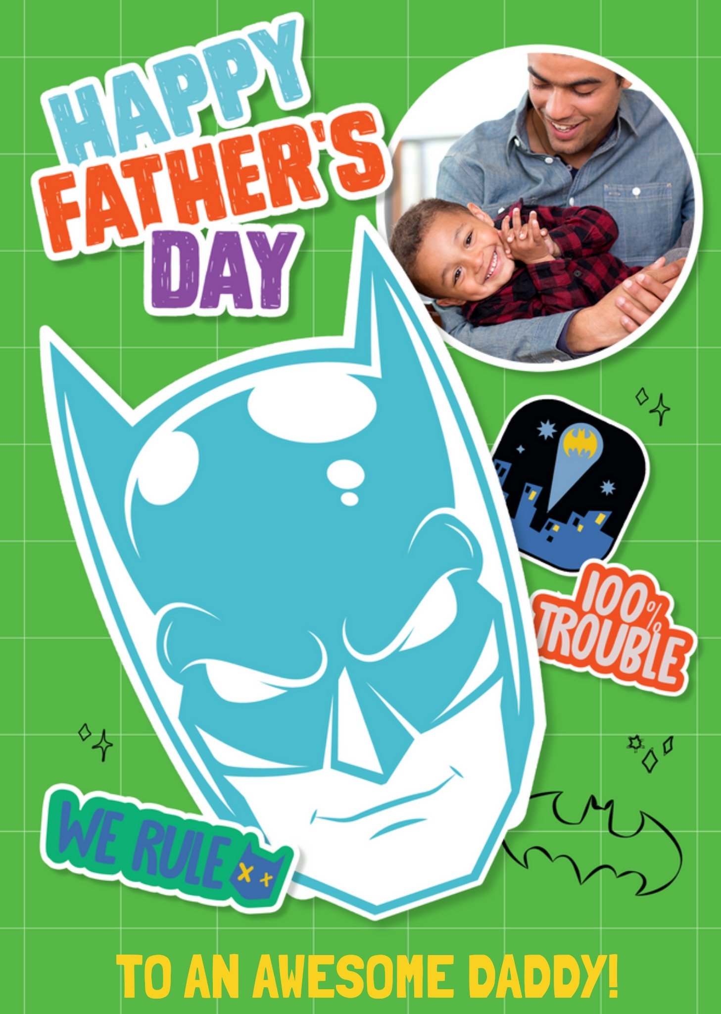 Batman Happy Fathers Day To An Awesome Daddy Photo Upload Card