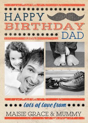 Classic Stache Happy Birthday Dad Photo Card