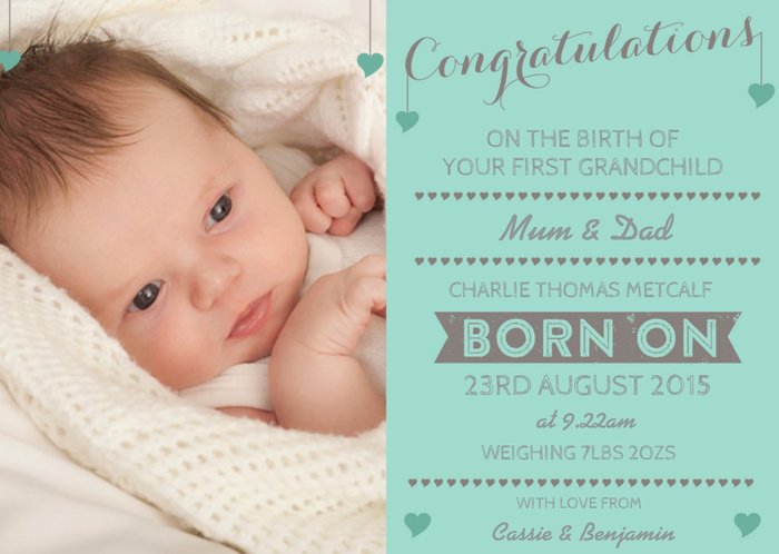 Congratulations on the birth of your first grandchild
