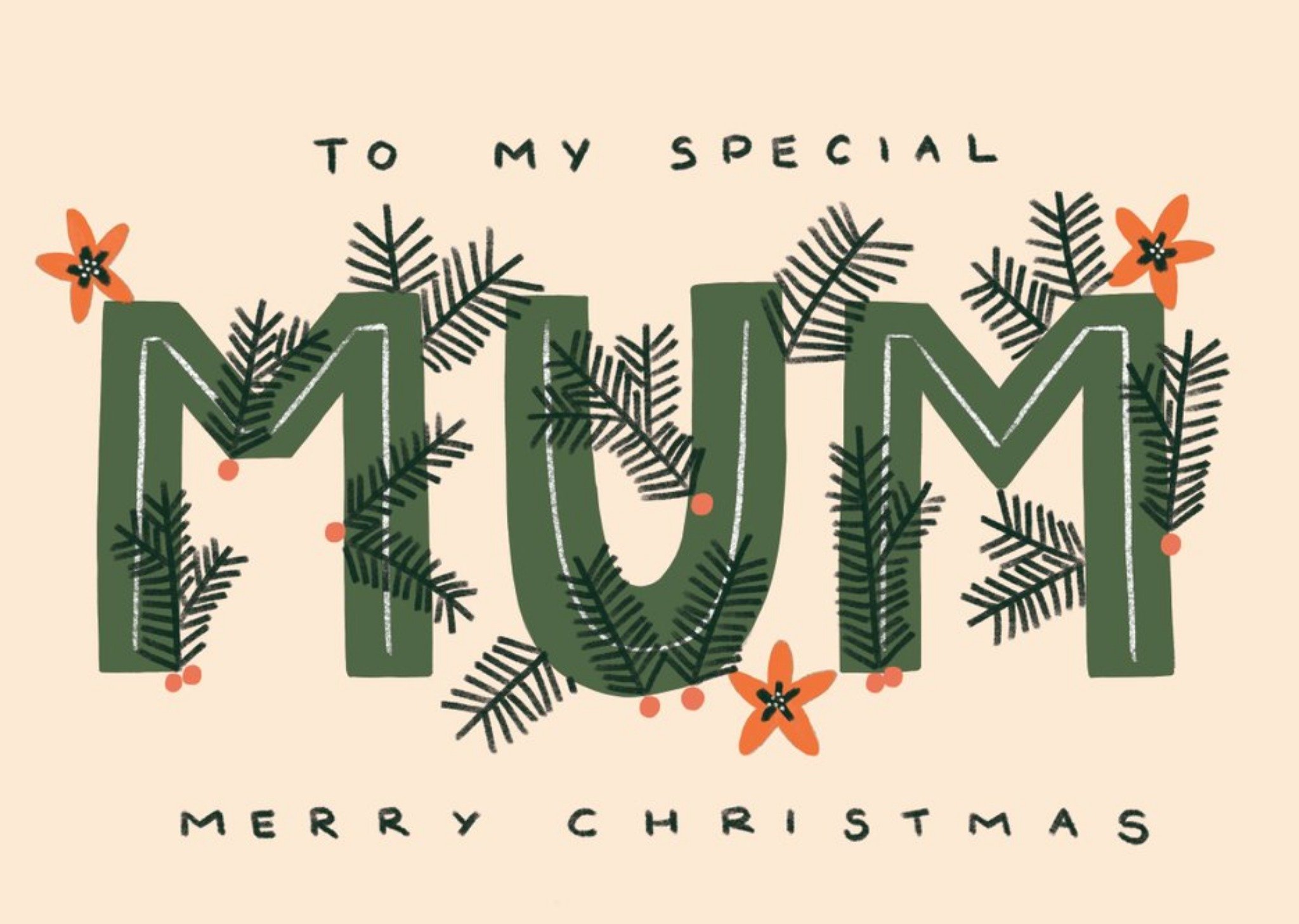 To My Special Mum Merry Christmas Typographic Card Ecard