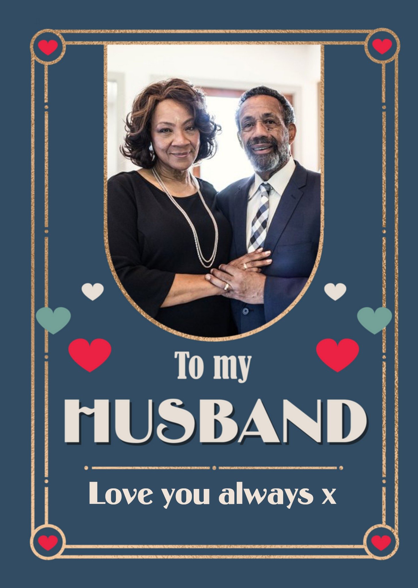 Art Deco To My Husband Valentine's Day Photo Upload Card Ecard