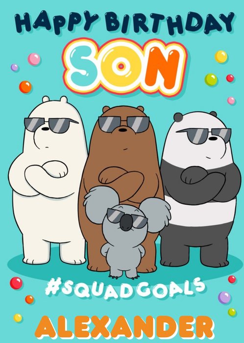 We Bare Bears Happy Birthday Son Personalised Card