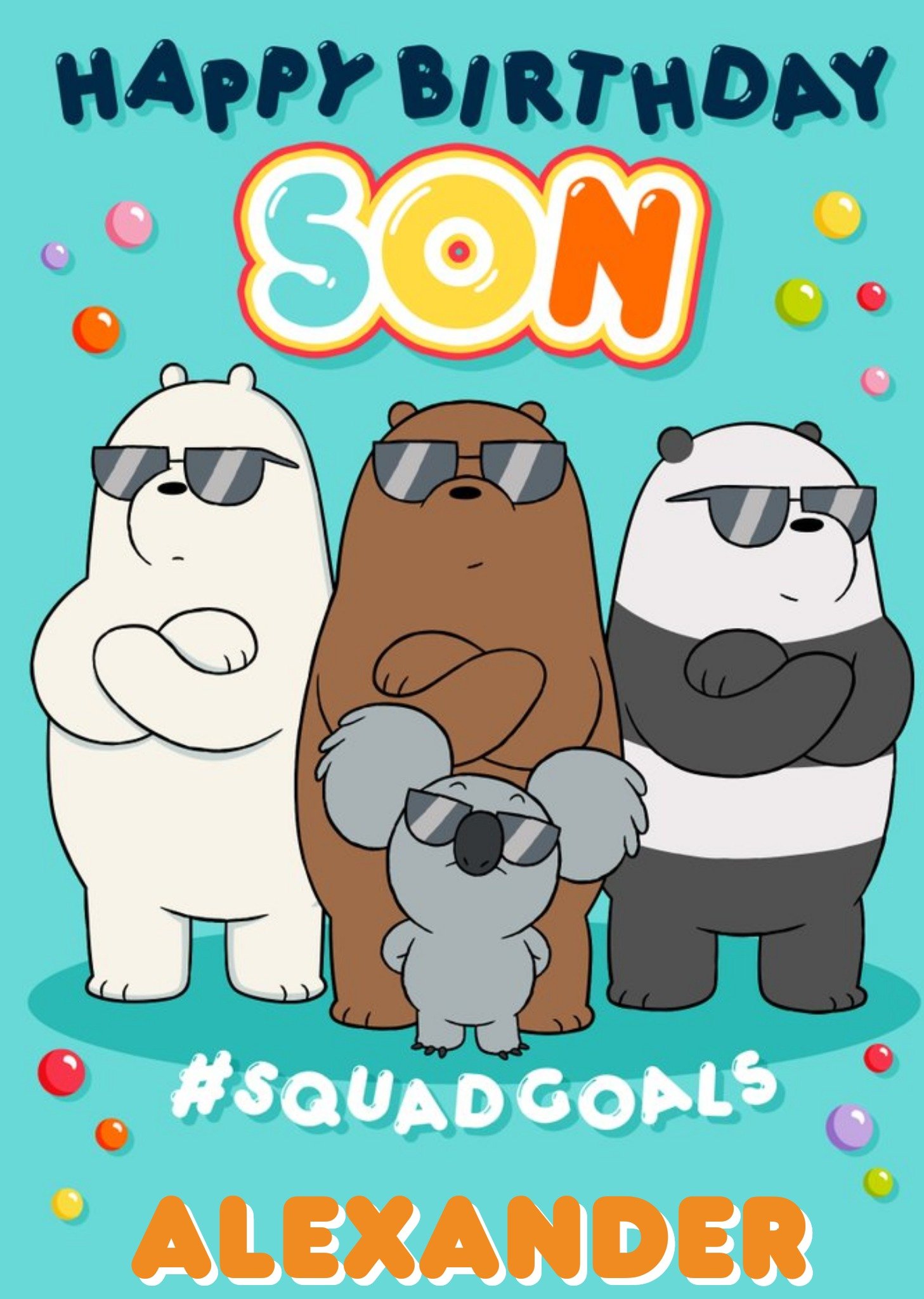 Other We Bare Bears Happy Birthday Son Personalised Card Ecard