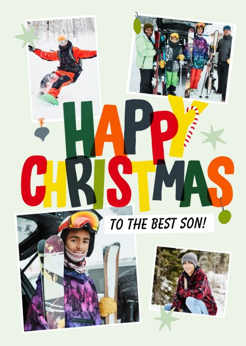 Happy Christmas EditableTtext Photo Upload Card