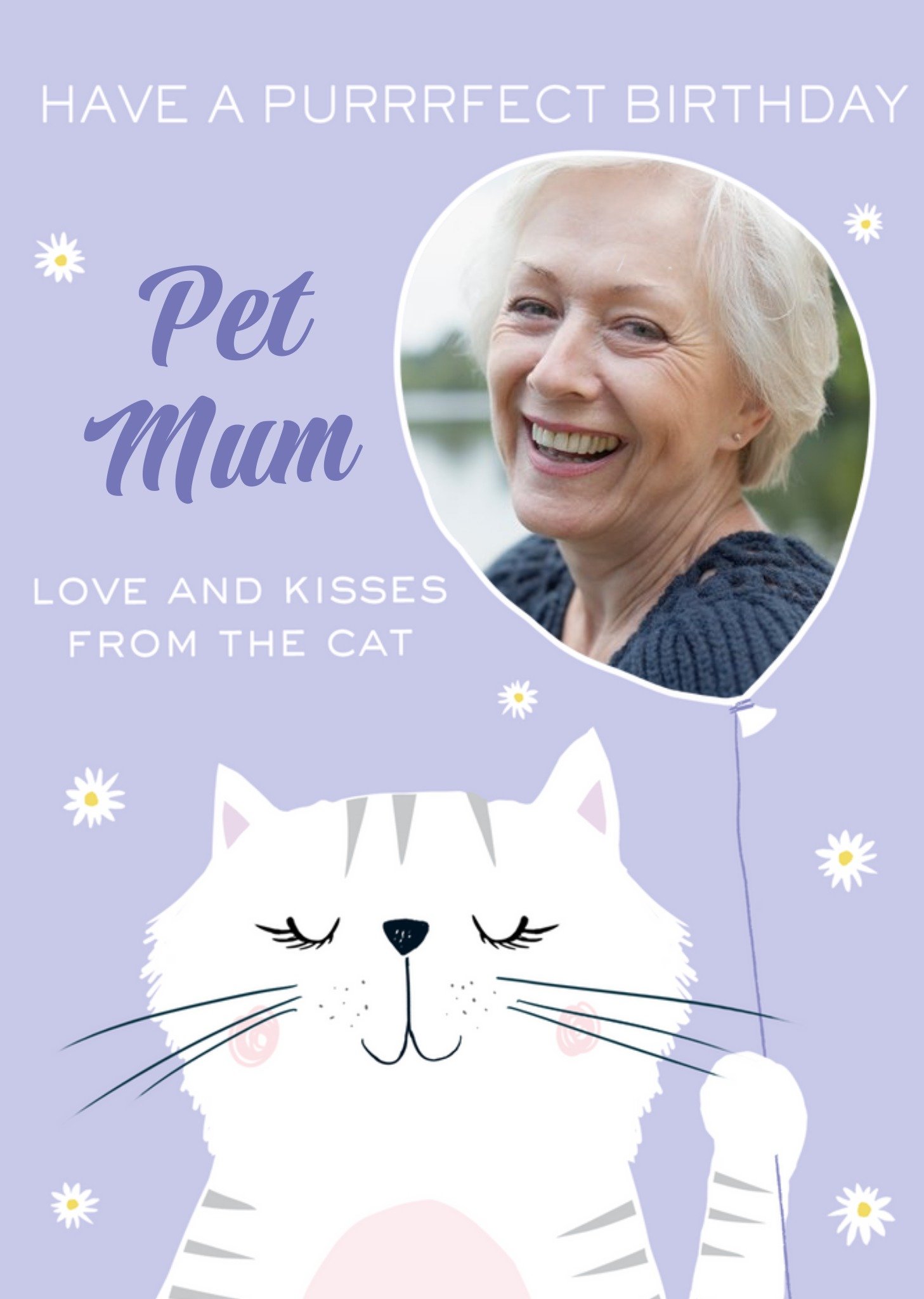Moonpig Illustrated Cat Photo Upload Pet Mum Birthday Card, Large