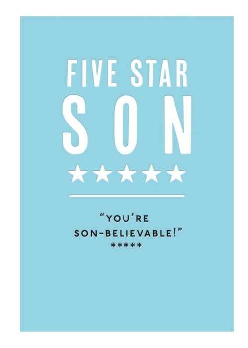 Mungo And Shoddy Typographic Five Star Son Birthday Card