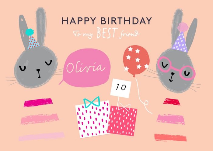 Party Oclock Best Friend Pink Birthday Card