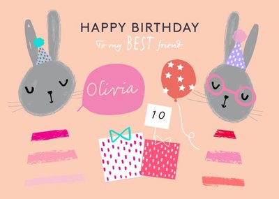 Party Oclock Best Friend Pink Birthday Card