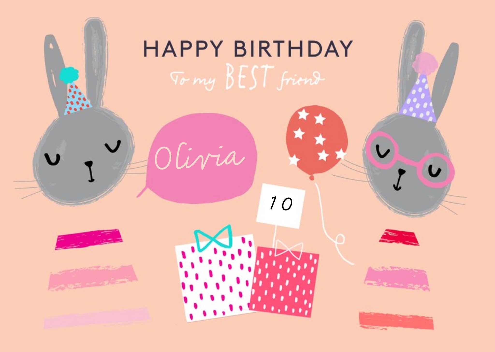 Moonpig Party Oclock Best Friend Pink Birthday Card Ecard