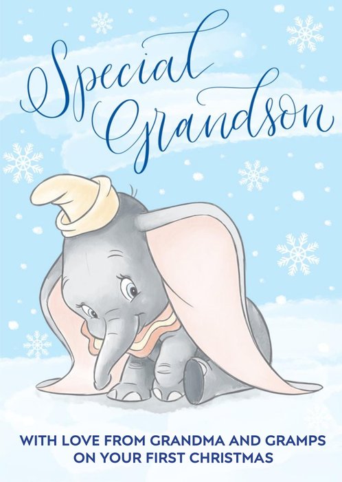 Disney Dumbo Grandson'S First Christmas Personalised Card