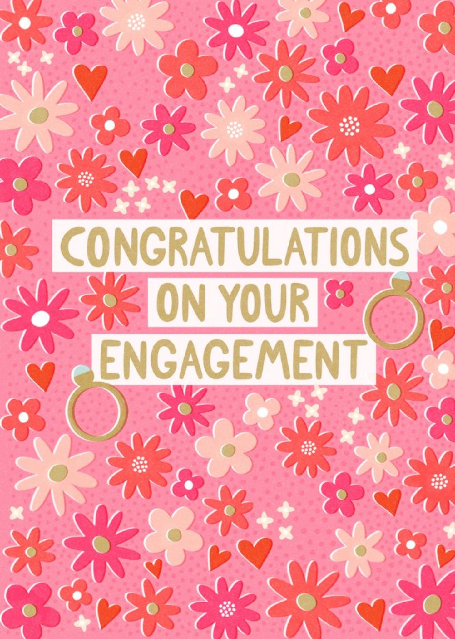 Moonpig Damien Barlow Floral Congratulations Engagement Card, Large