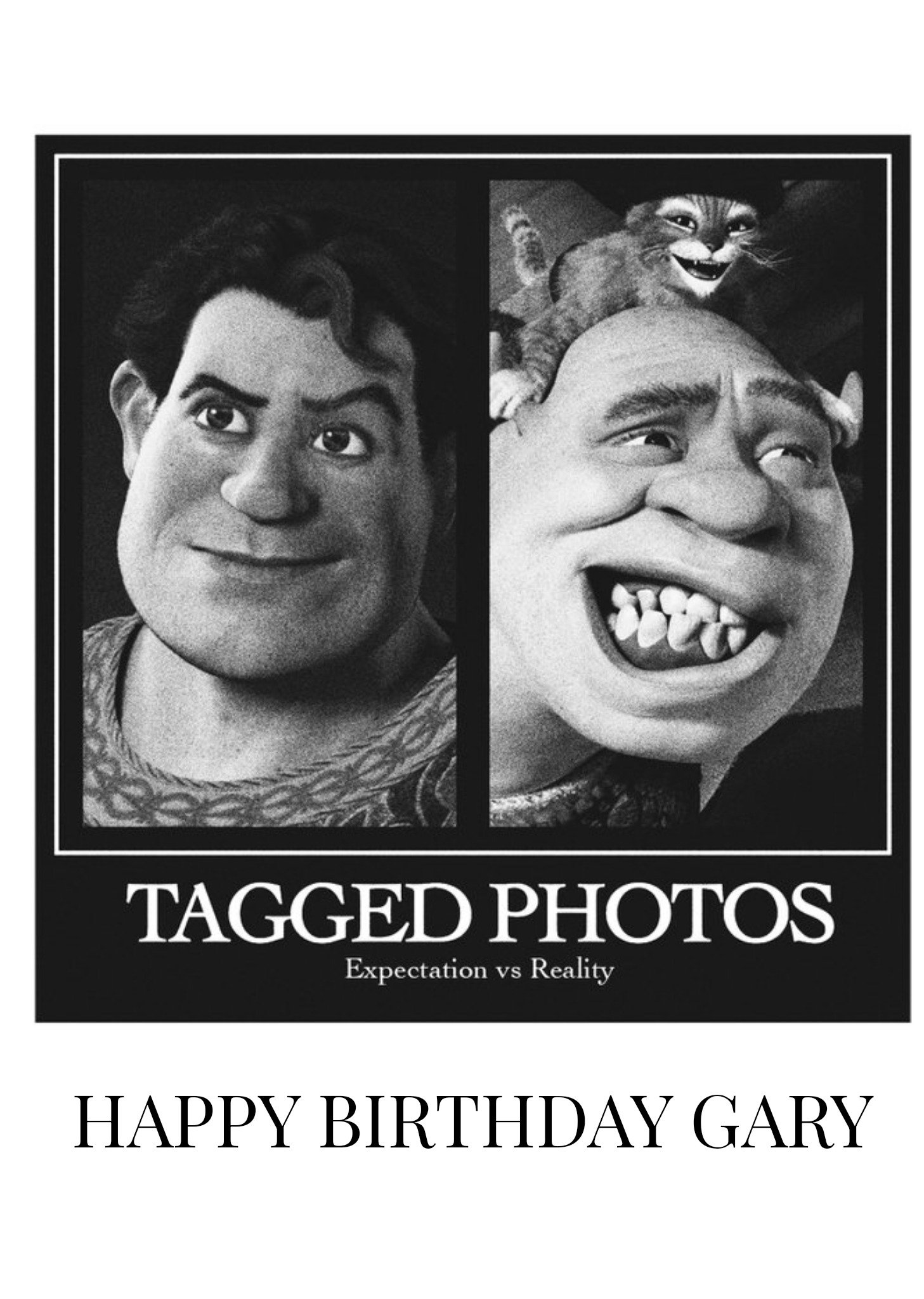 Moonpig Funny Black And White Images Of Shrek Tagged Photos Birthday Card, Large