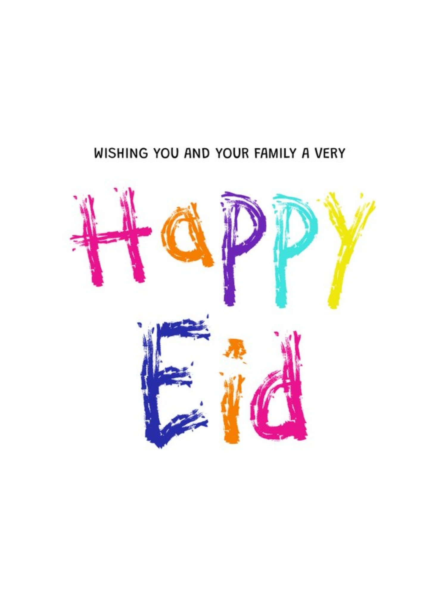 Roshah Designs Bright Colourful Typographic Eid Card Ecard