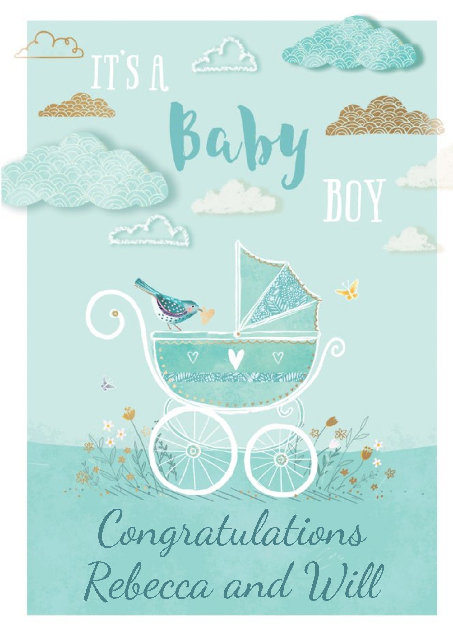 Ling Design - It's A Baby Boy - New Baby, Large Card