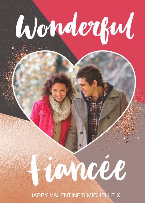 Glitter Dust To My Wonderful Fiancée Valentines Personalised Photo Card