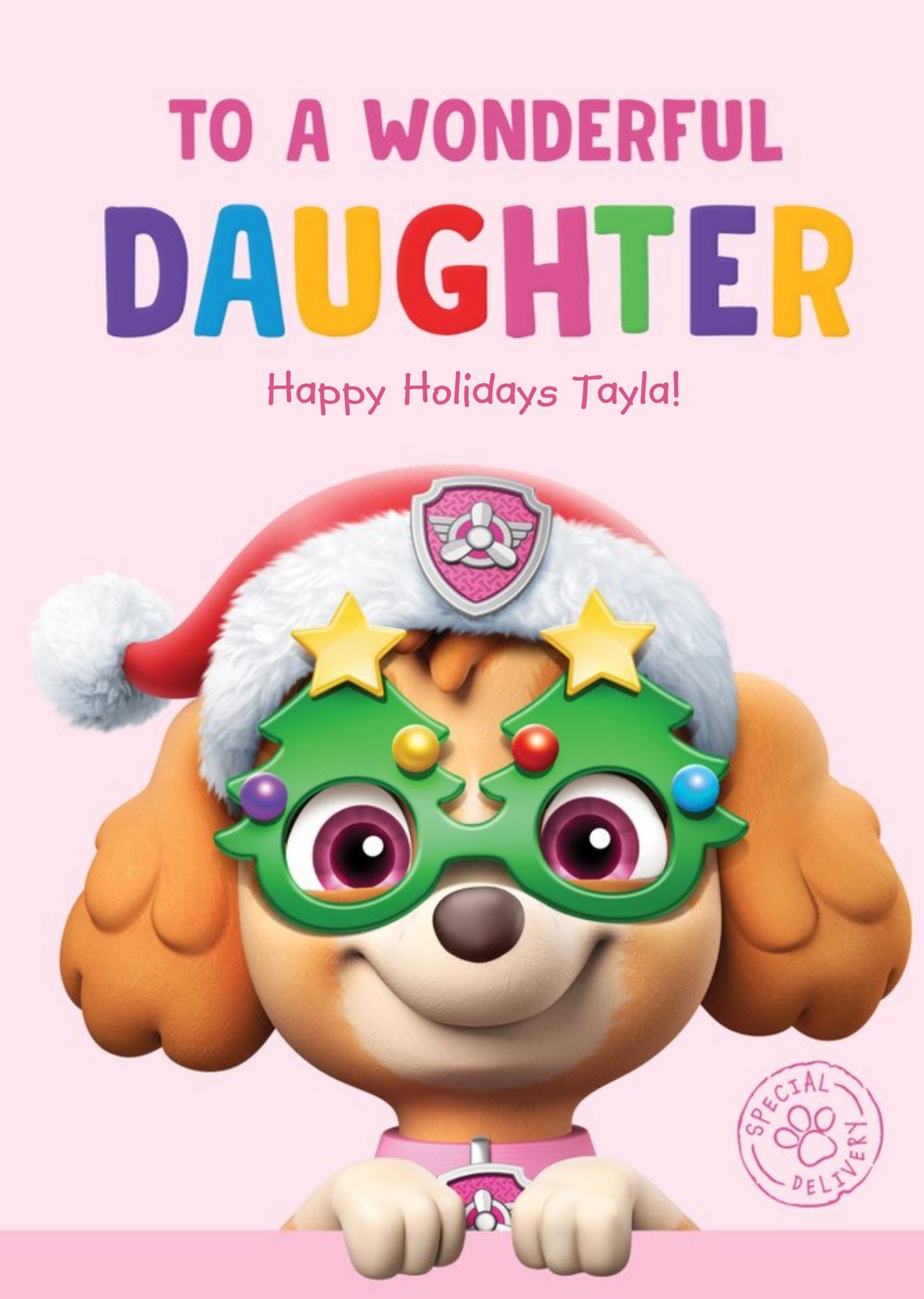 Paw Patrol Skye Daughter Happy Holidays Card Ecard