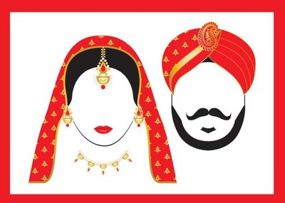 Couple Illustration Indian Wedding Card