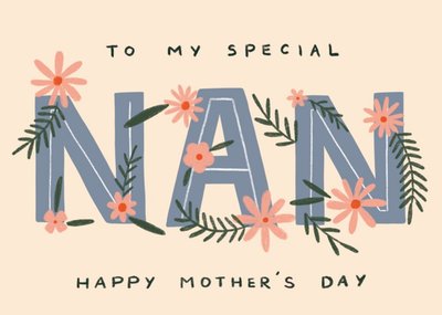 To My Special Nan Happy Mother's Day Floral Typographic Card