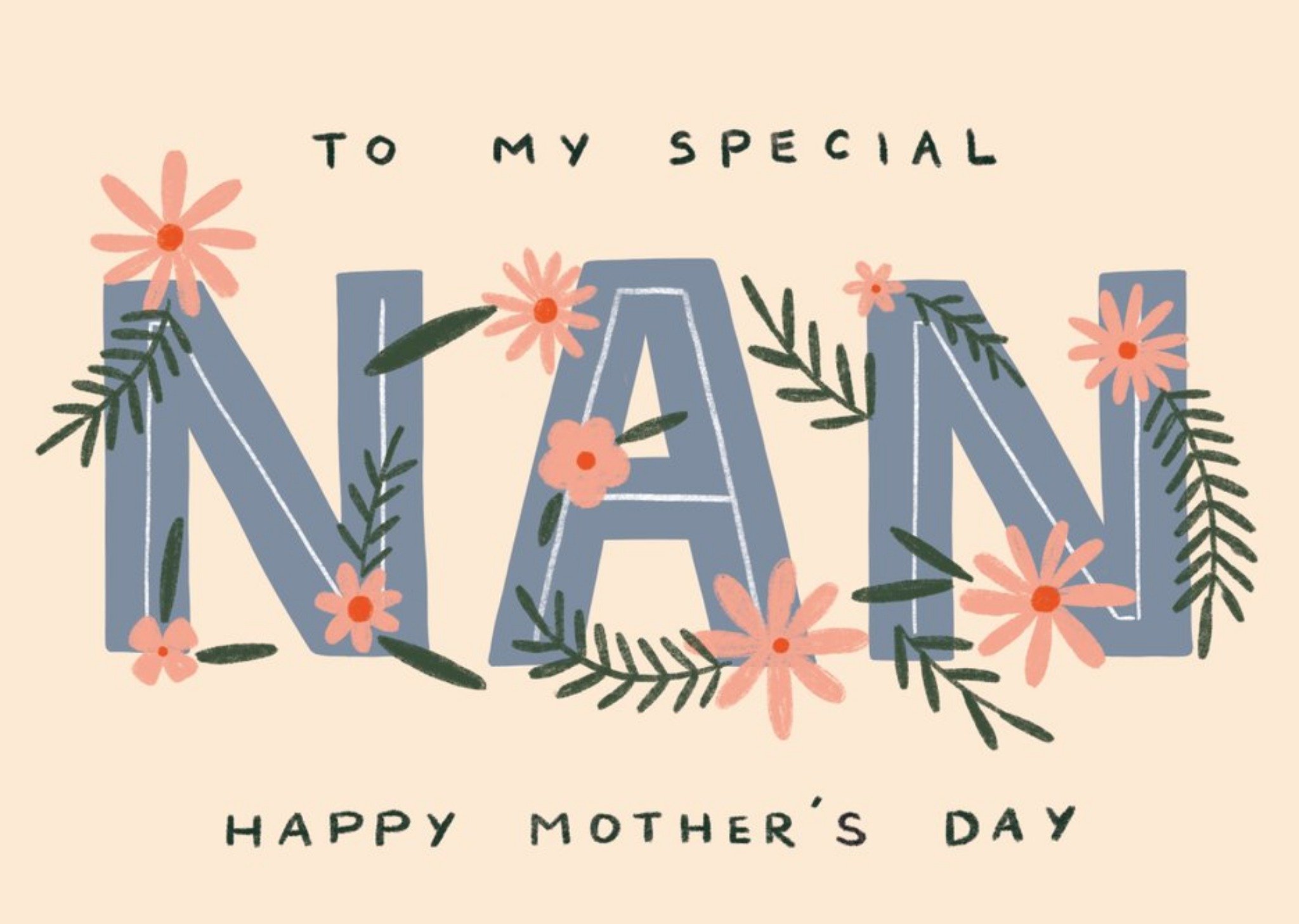 Moonpig To My Special Nan Happy Mother's Day Floral Typographic Card, Large