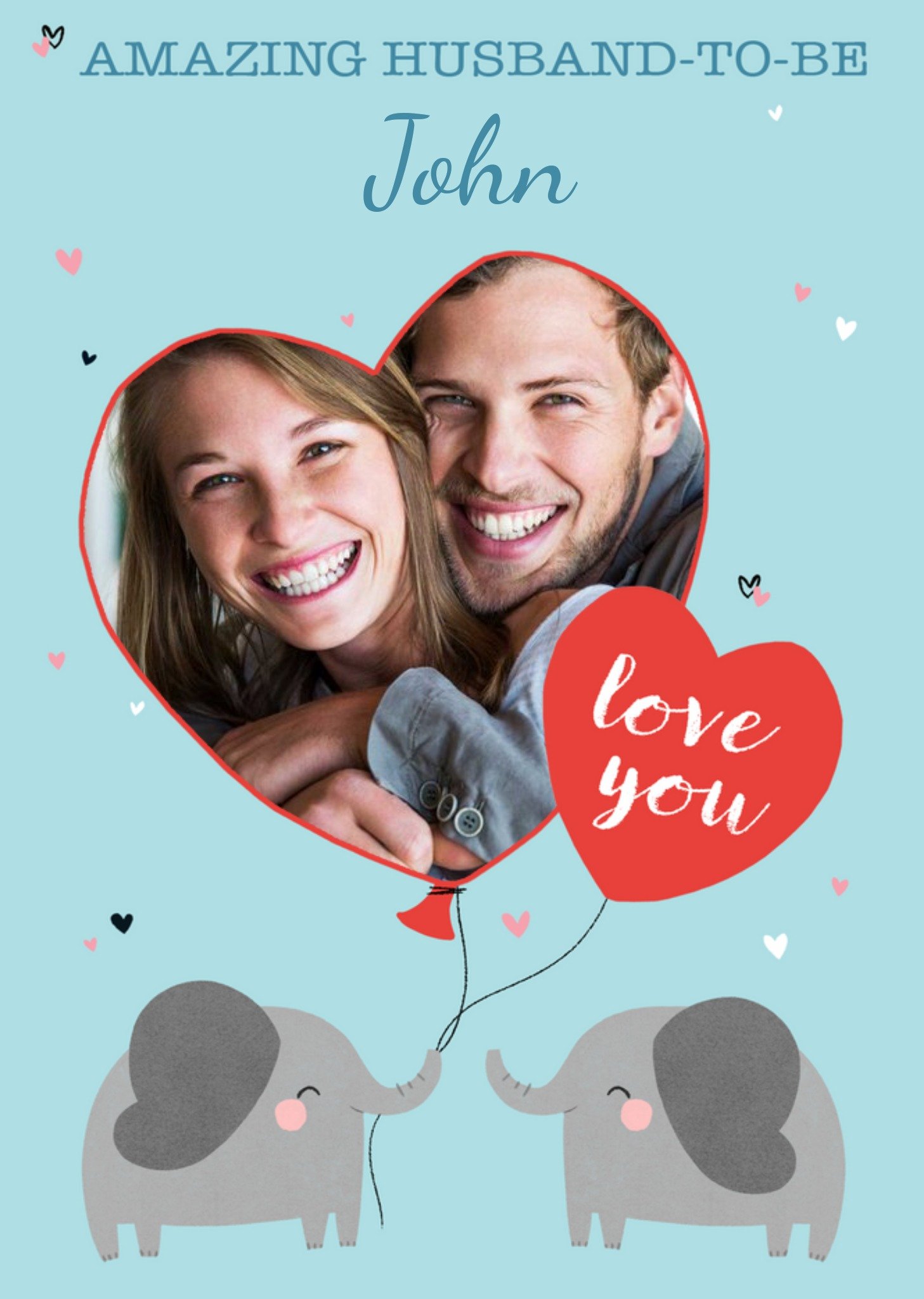 Illustration Of Two Elephants With Heart Shaped Balloons Husband To Be Photo Upload Card Ecard