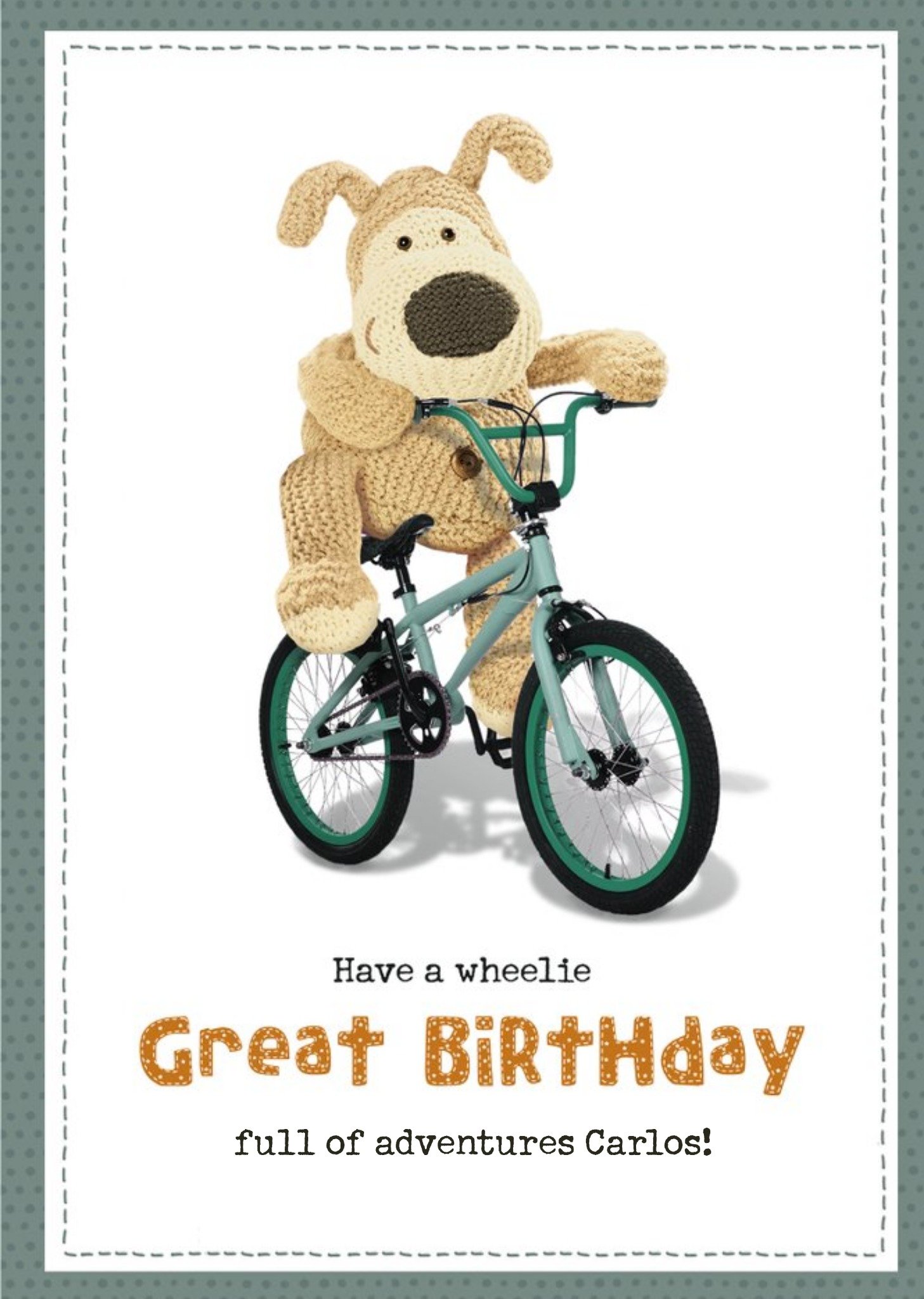 Cute Boofle Have A Wheelie Great Birthday Card, Large