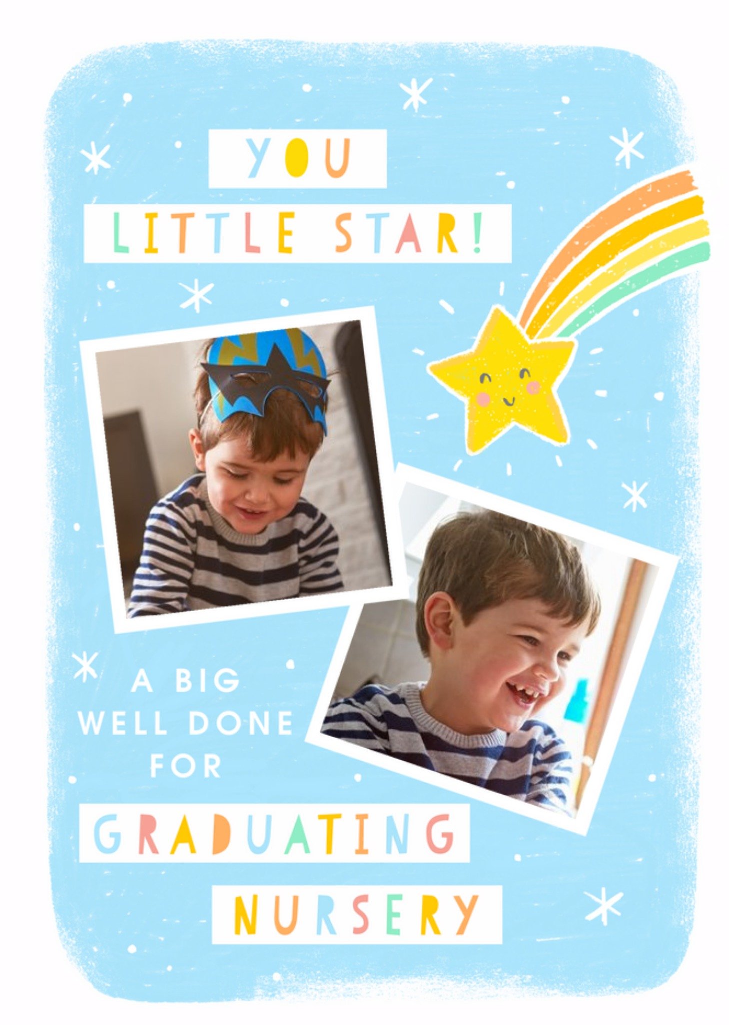 Claire Nicholson Illustrated Cute Shooting Star Graduating Nursery Photo Upload Card