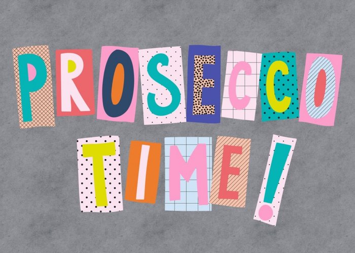Colourful Block Letters Prosecco Time Card
