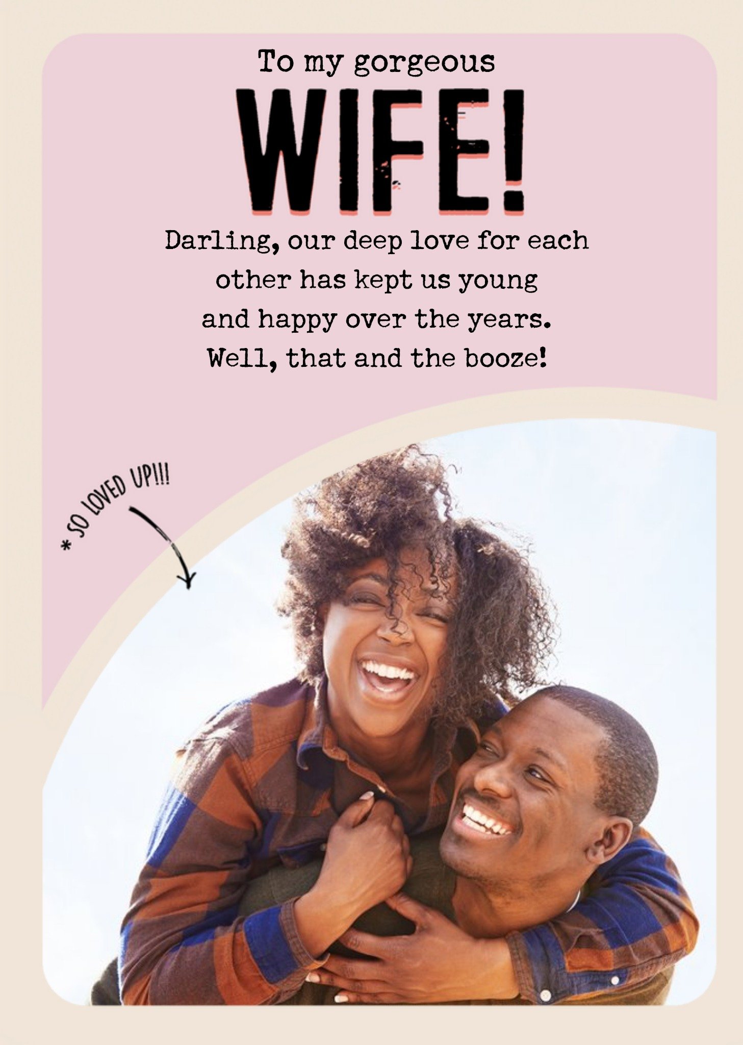 Female Anniversary Card - Wife - Photo Upload - Funny - Booze - Alcohol Ecard