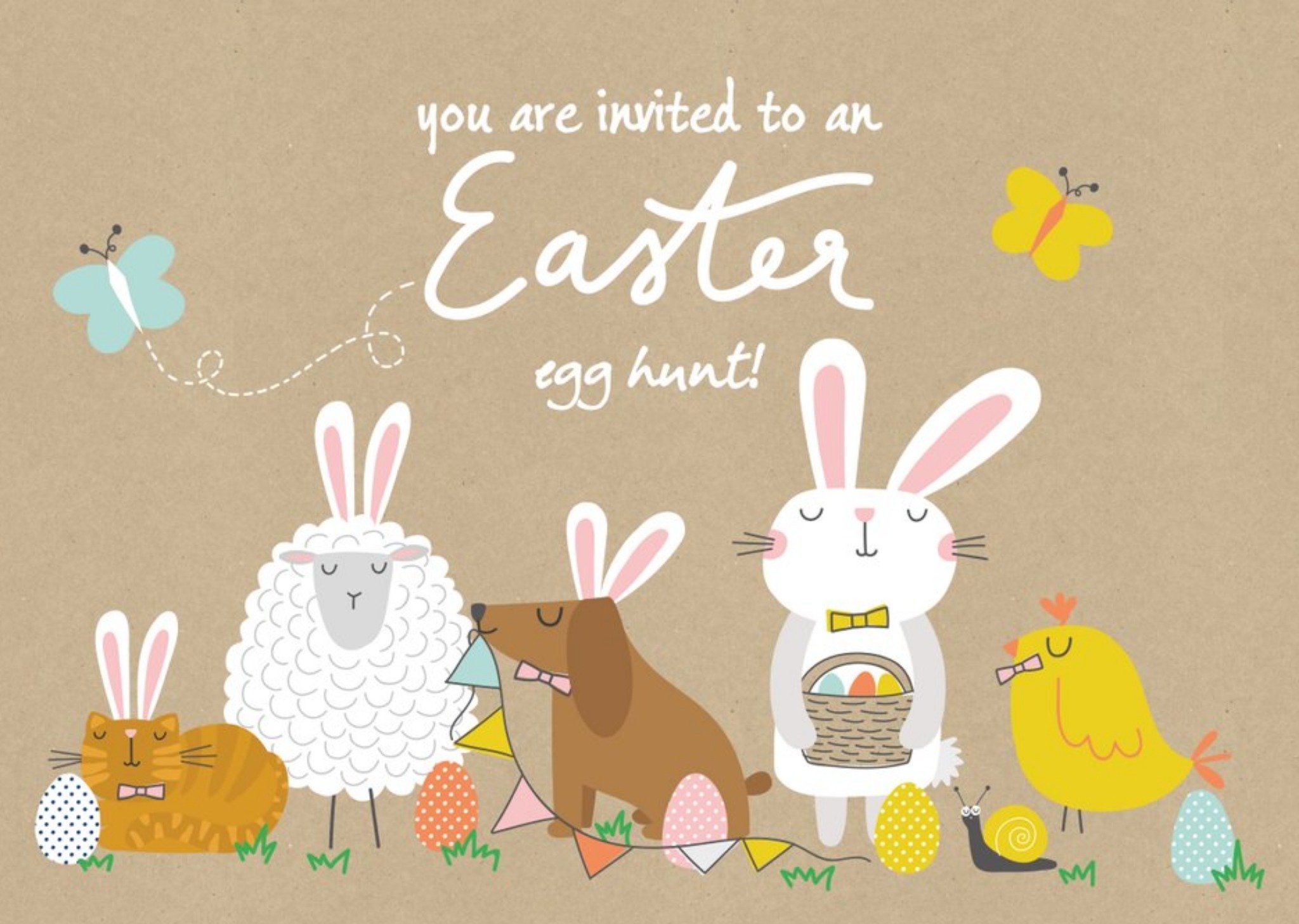 Moonpig Funimals Easter Egg Hunt Invitation Card, Standard