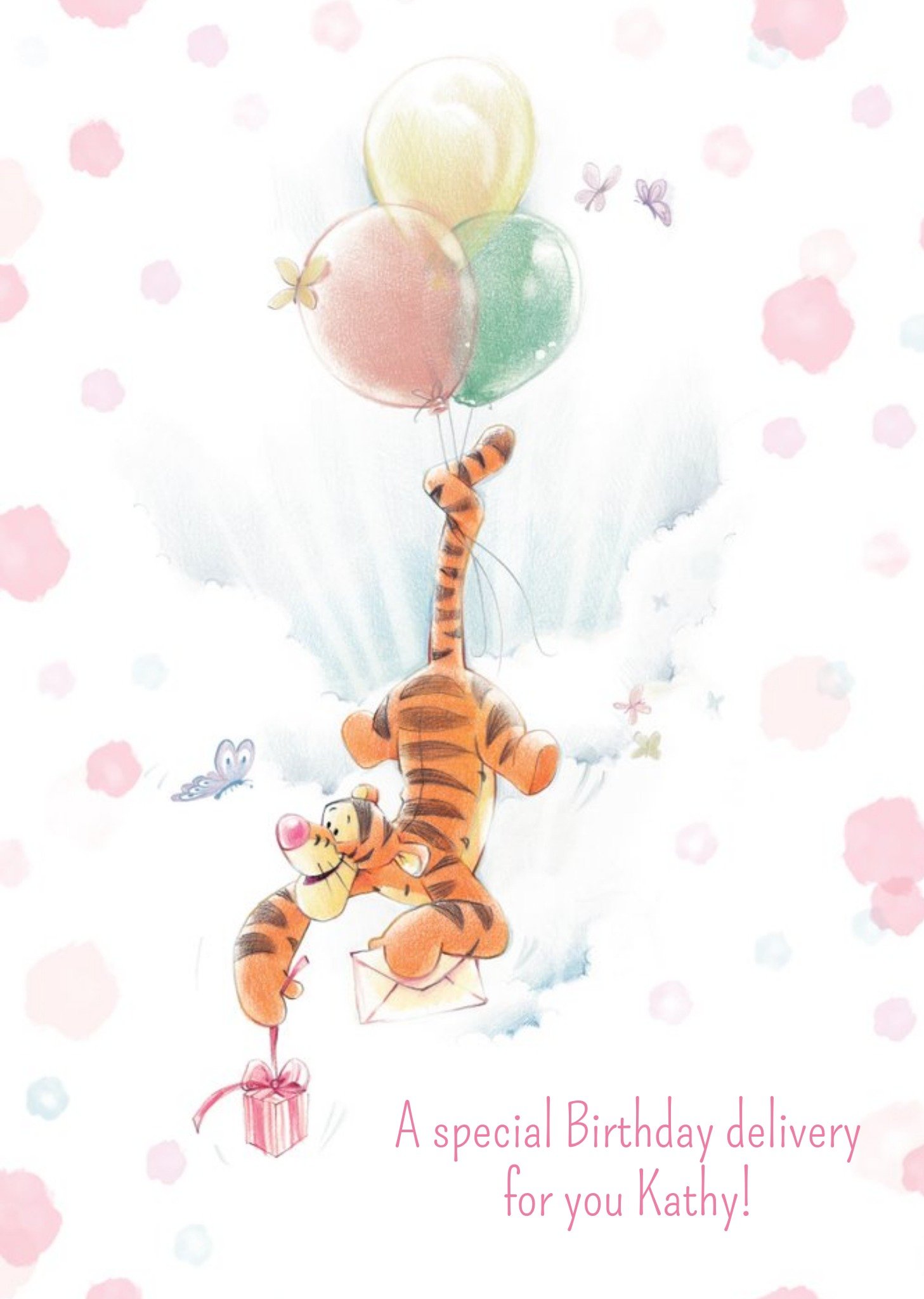 Disney Winnie The Pooh Floating Tigger Personalised Birthday Card Ecard