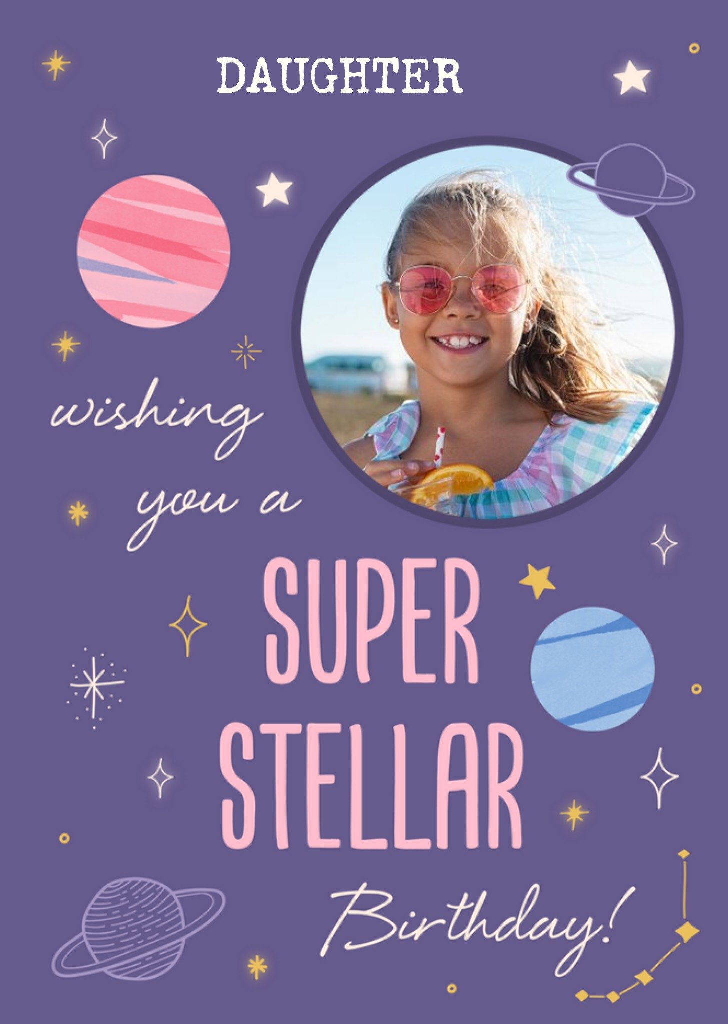 Moonchild Planets Universe Loving Photo Upload Birthday Card Ecard