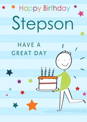 Stripes and Stars Have a Great Day Stepson Birthday Card
