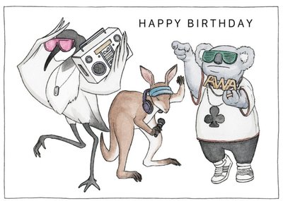 Illustration Of A Cool Animal Rap Crew Birthday Card