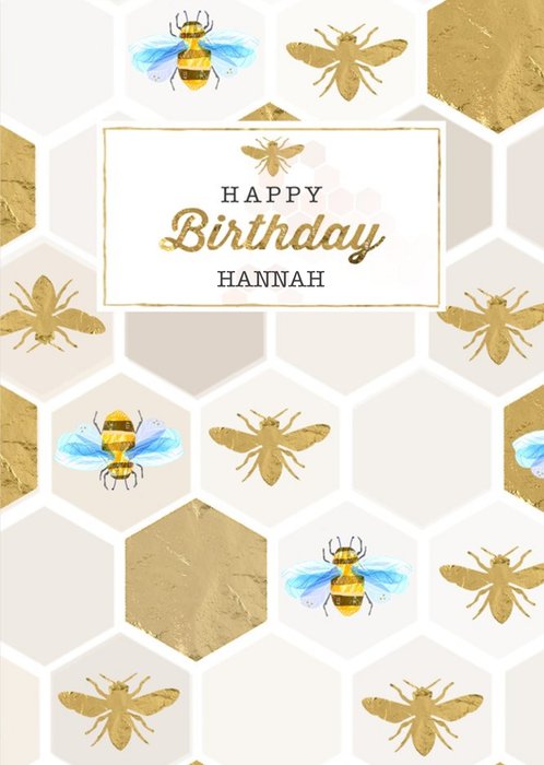 Honeycomb Bees Personalised Birthday Card