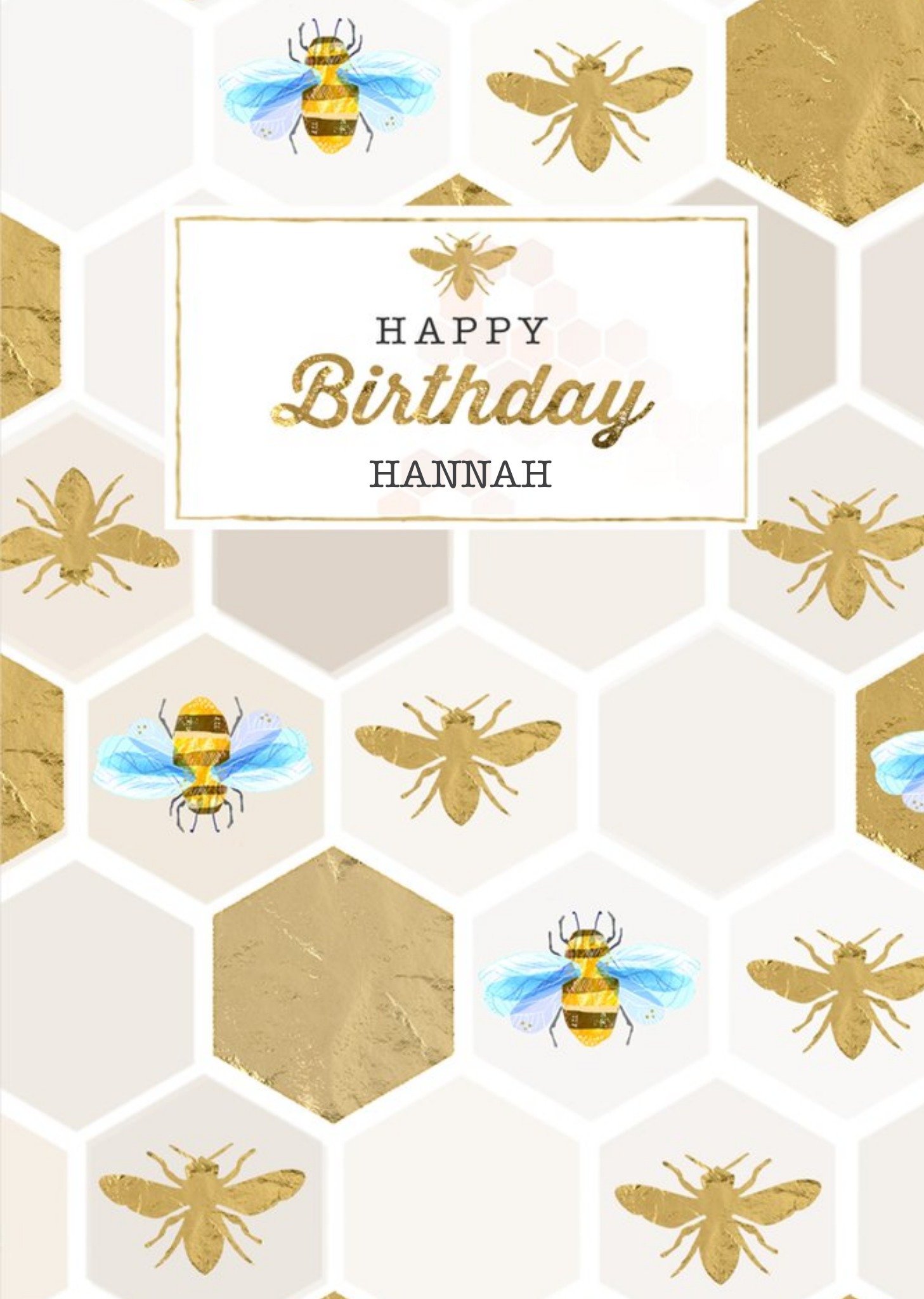 Moonpig Honeycomb Bees Personalised Birthday Card Ecard