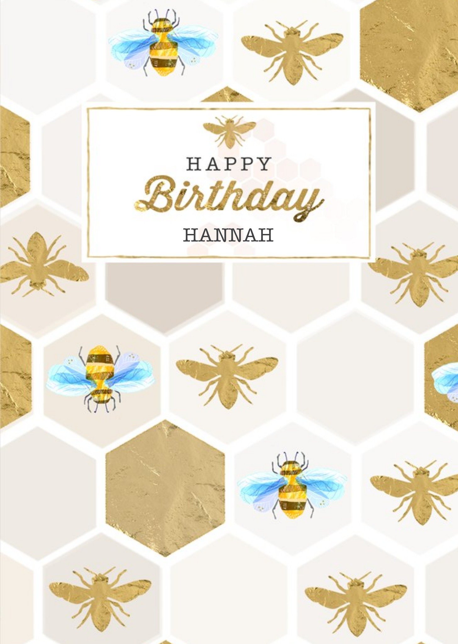 Honeycomb Bees Personalised Birthday Card Ecard