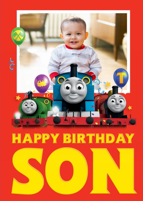 Thomas And Friends Son Photo Upload Birthday Card