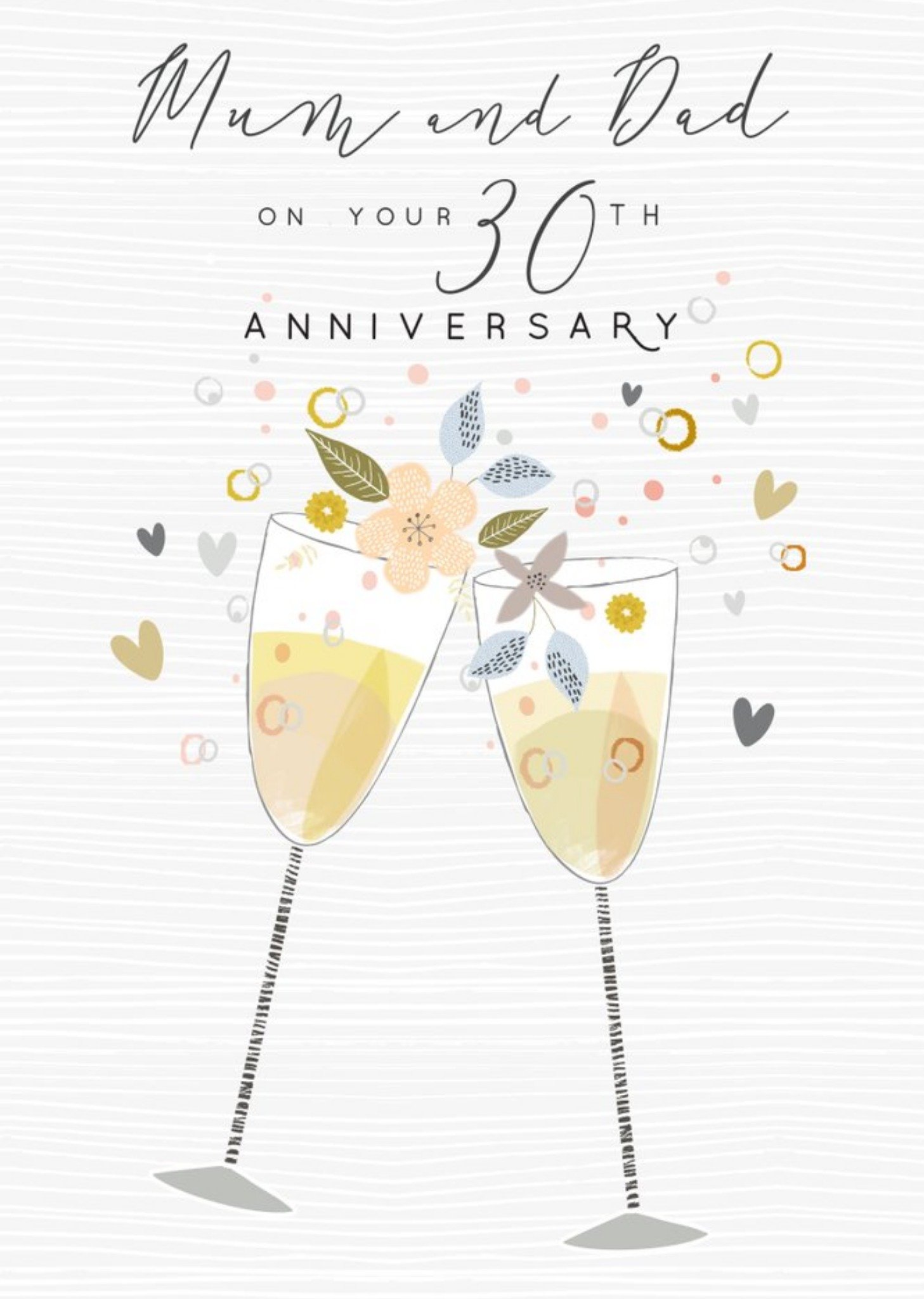 Laura Darrington Modern Champagne Flutes Mum And Dad 30th Anniversary Card Ecard