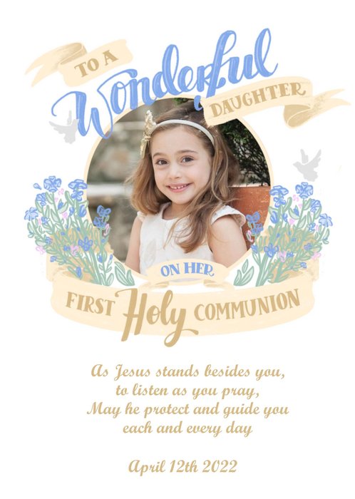 Banner Wonderful Daughter First Holy Communion Poem Photo Upload Card ...