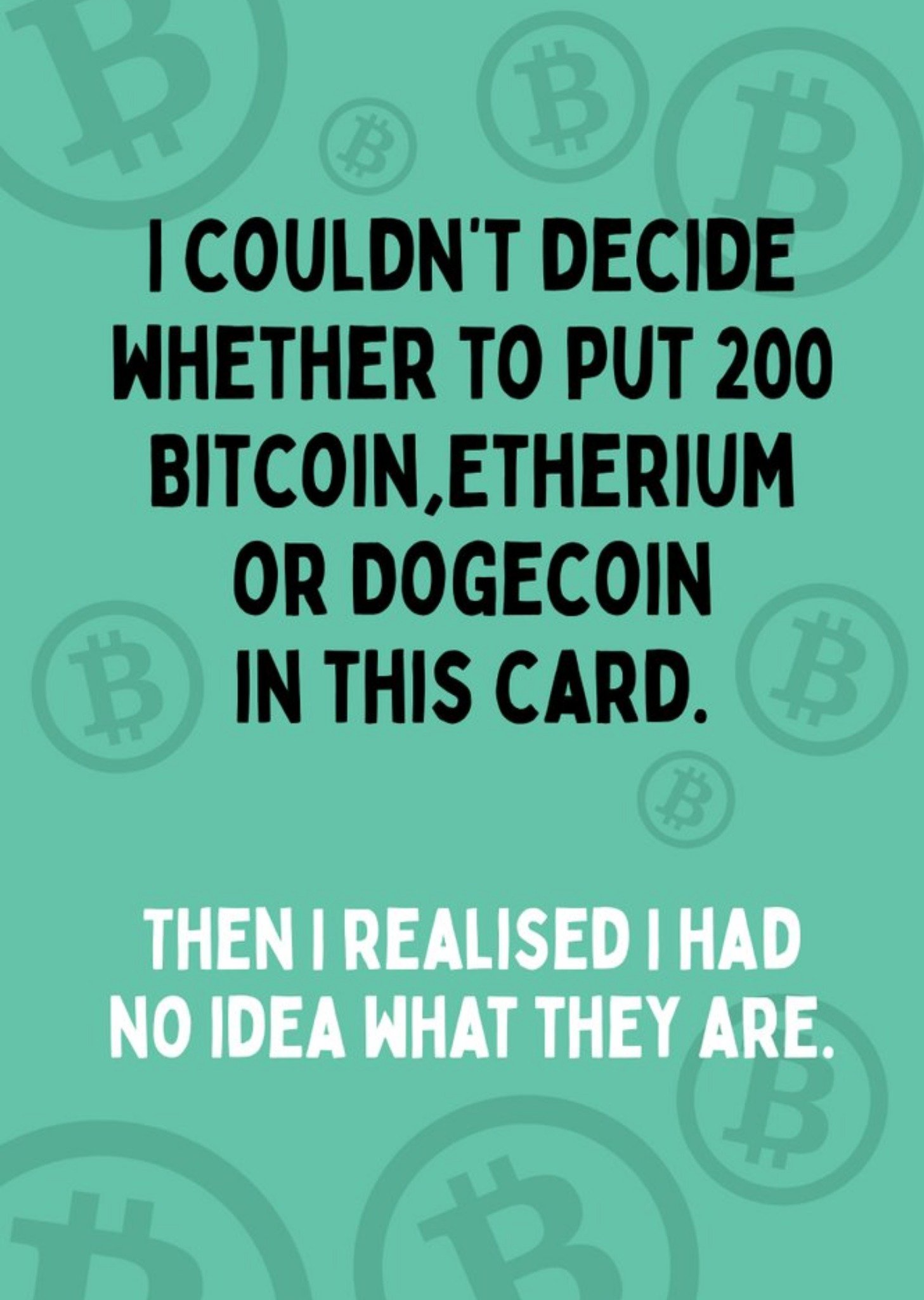 Moonpig Funny Bitcoin Crypto Card, Large