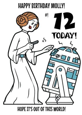 Disney Star Wars Princess Leia and R2D2 12 today kids Birthday card