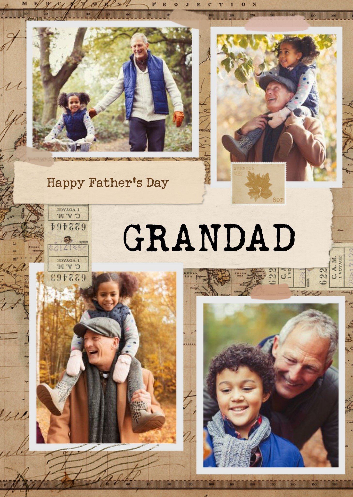 Photographic Map Photo Upload Father's Day Card For Grandad Ecard