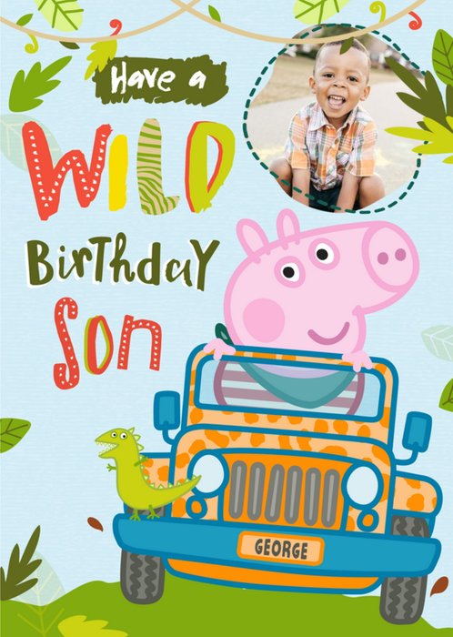 Peppa Pig Son Birthday Photo Upload Card