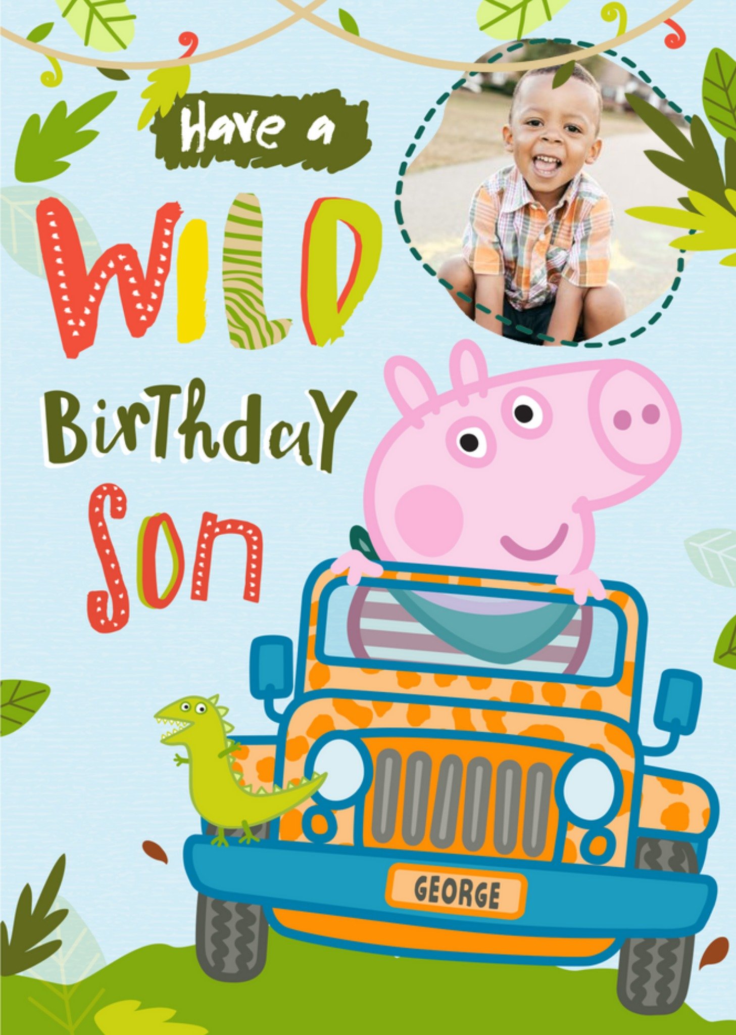 Peppa Pig Son Birthday Photo Upload Card, Large
