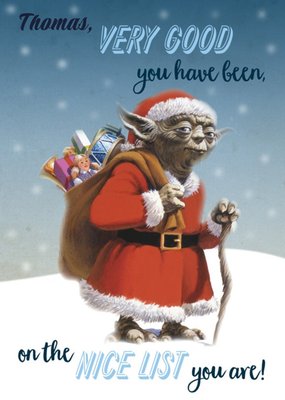 Star Wars Yoda Santas Nice List Personalised Christmas Card
