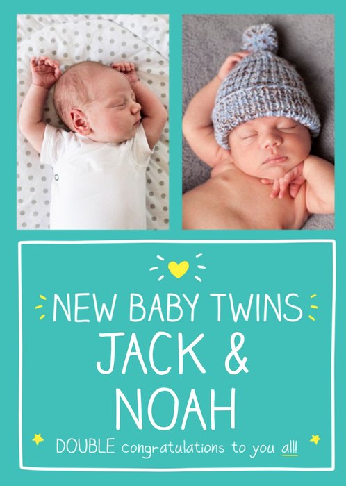 Happy Jackson New Baby Twins Photo Upload Card
